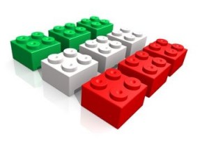 bandiera italiana realizzata con blocchi lego